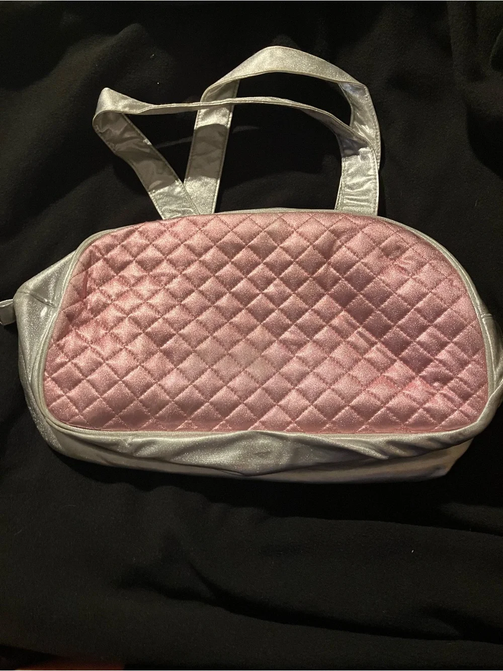 Vintage Hello Kitty Pink Quilted Mini Duffle Bag Metallic Silver Y2K 2005